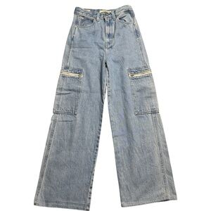 👖 Levi’s High Loose Cargo Jeans Women’s 24‎ Blue Denim Wide Leg Utility 👖